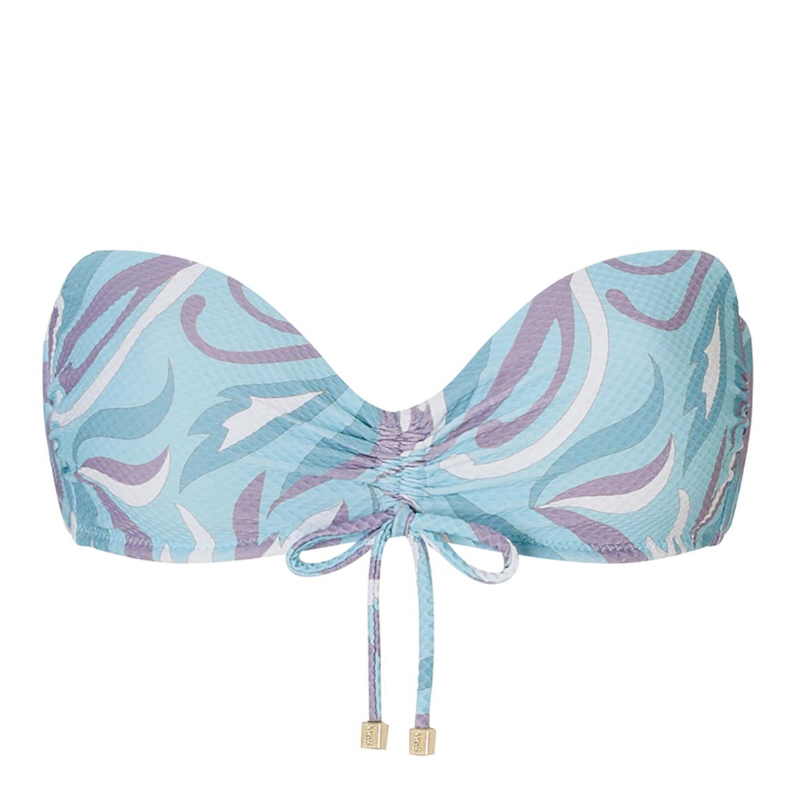 Blue Ruched Bandeau Bikini Top main product photo