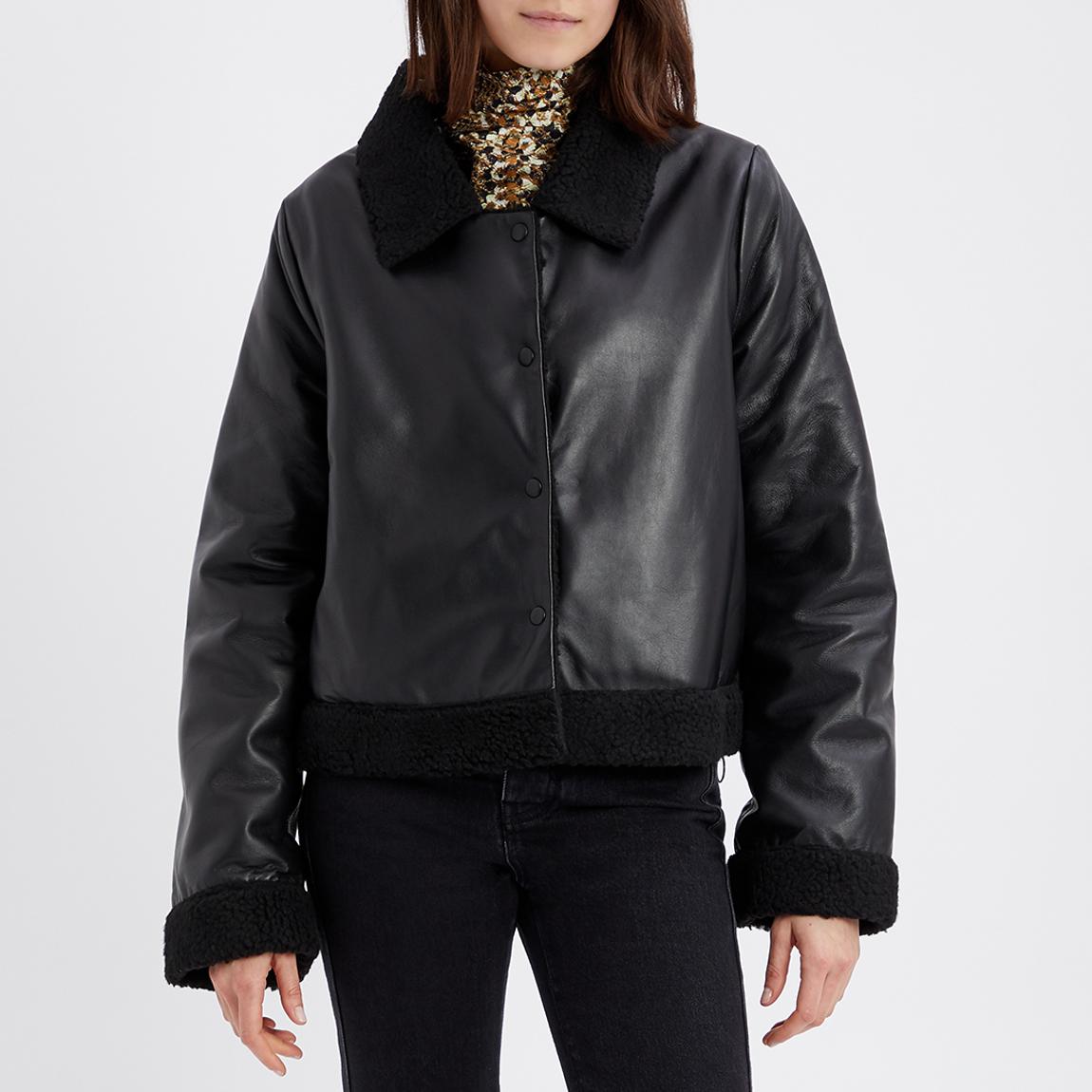 Black Shearling Biker Jacket main product photo