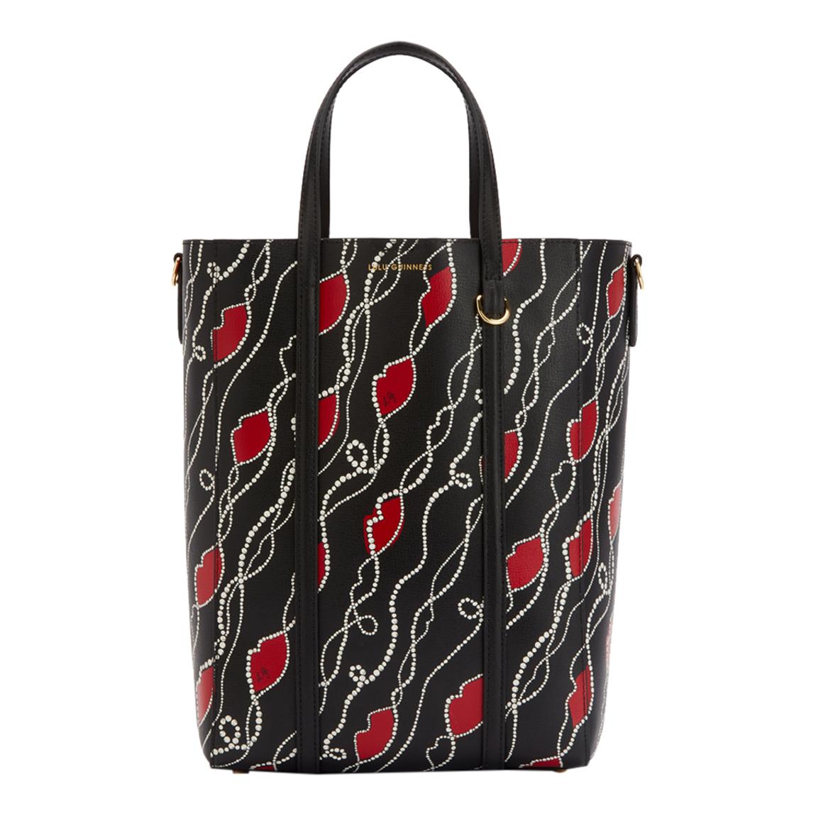 Black Pearly Lip Print Garbo Tote Bag main product photo
