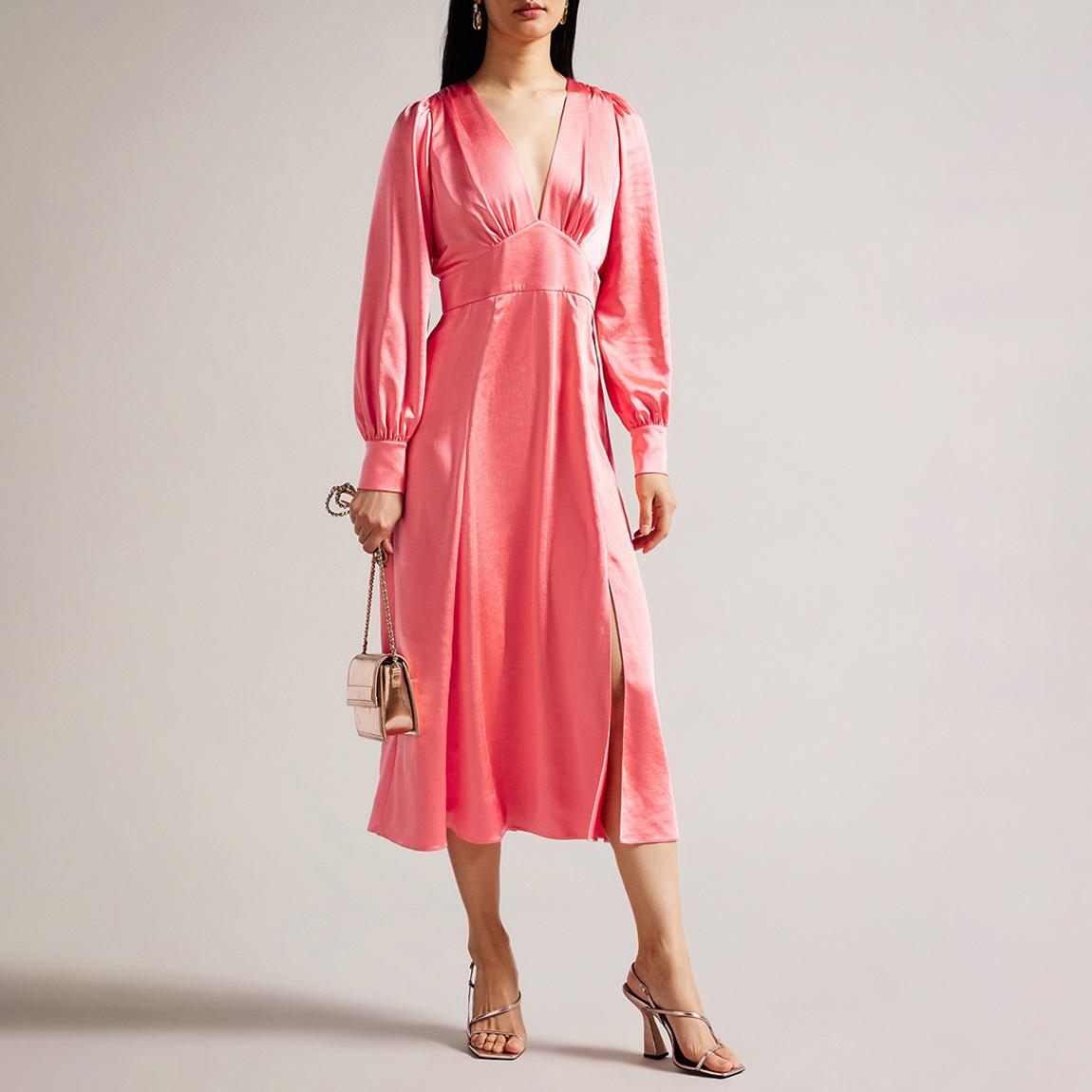 Pink Daniia Waisted Midi Dress main product photo