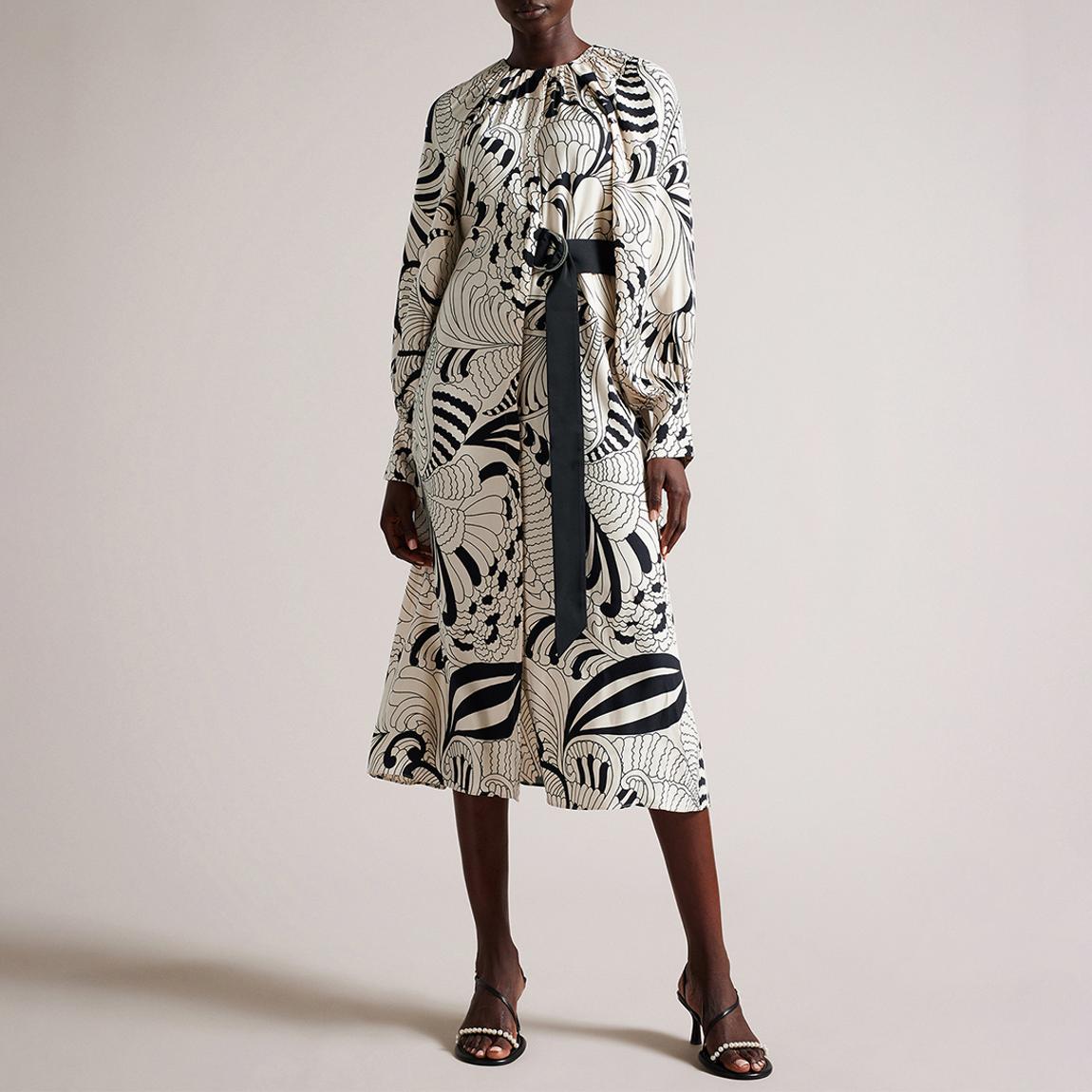 White Emmieeh Drape Detail Midi Dress main product photo