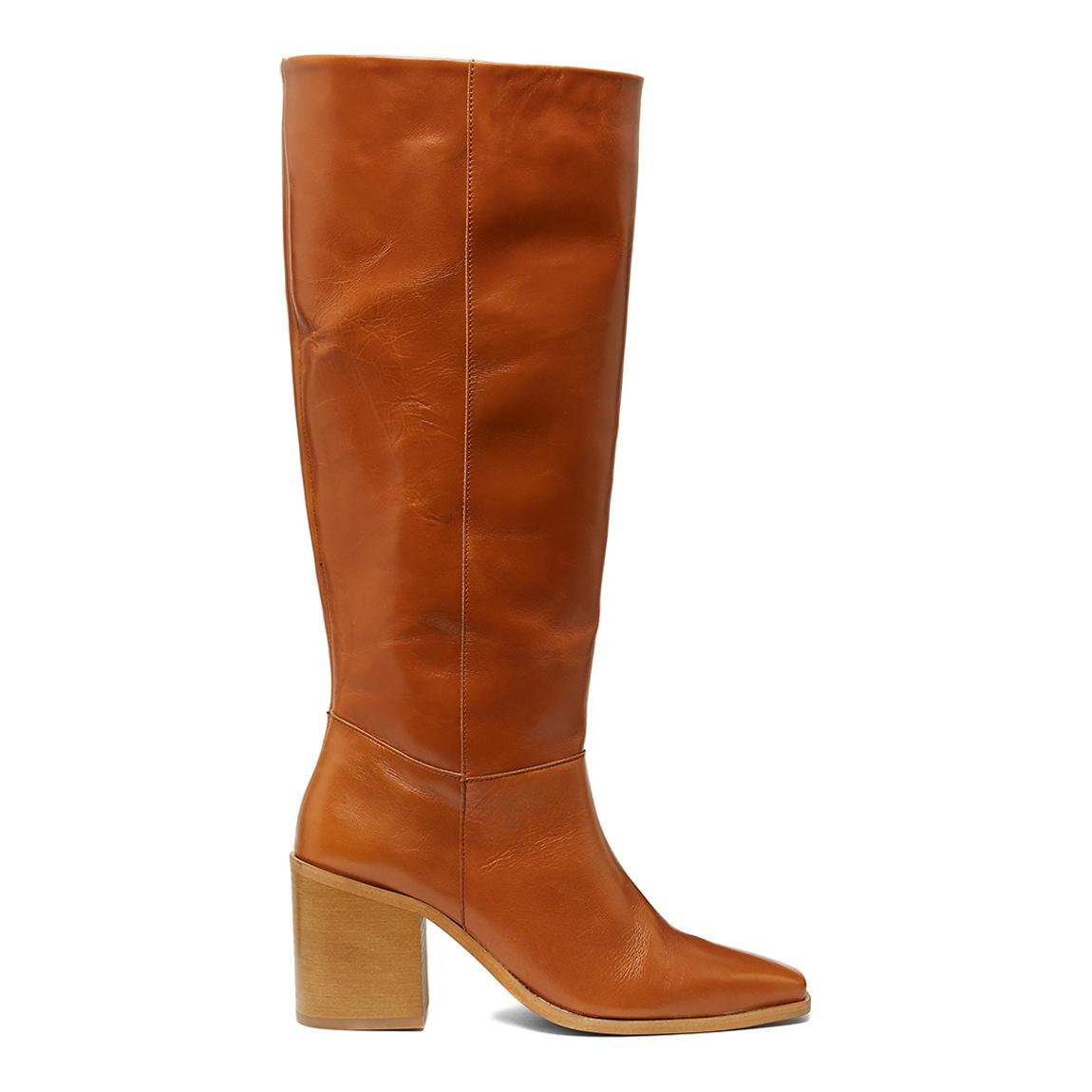 Cognac Cervinia Leather Boots main product photo