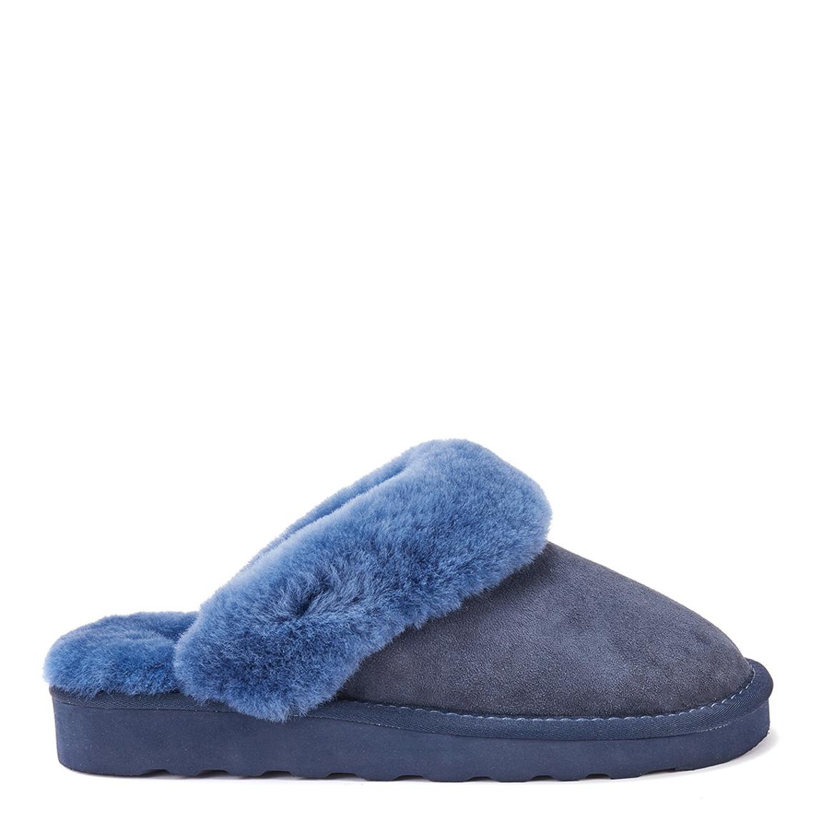 Navy Mool Suede Sheepskin Slippers main product photo
