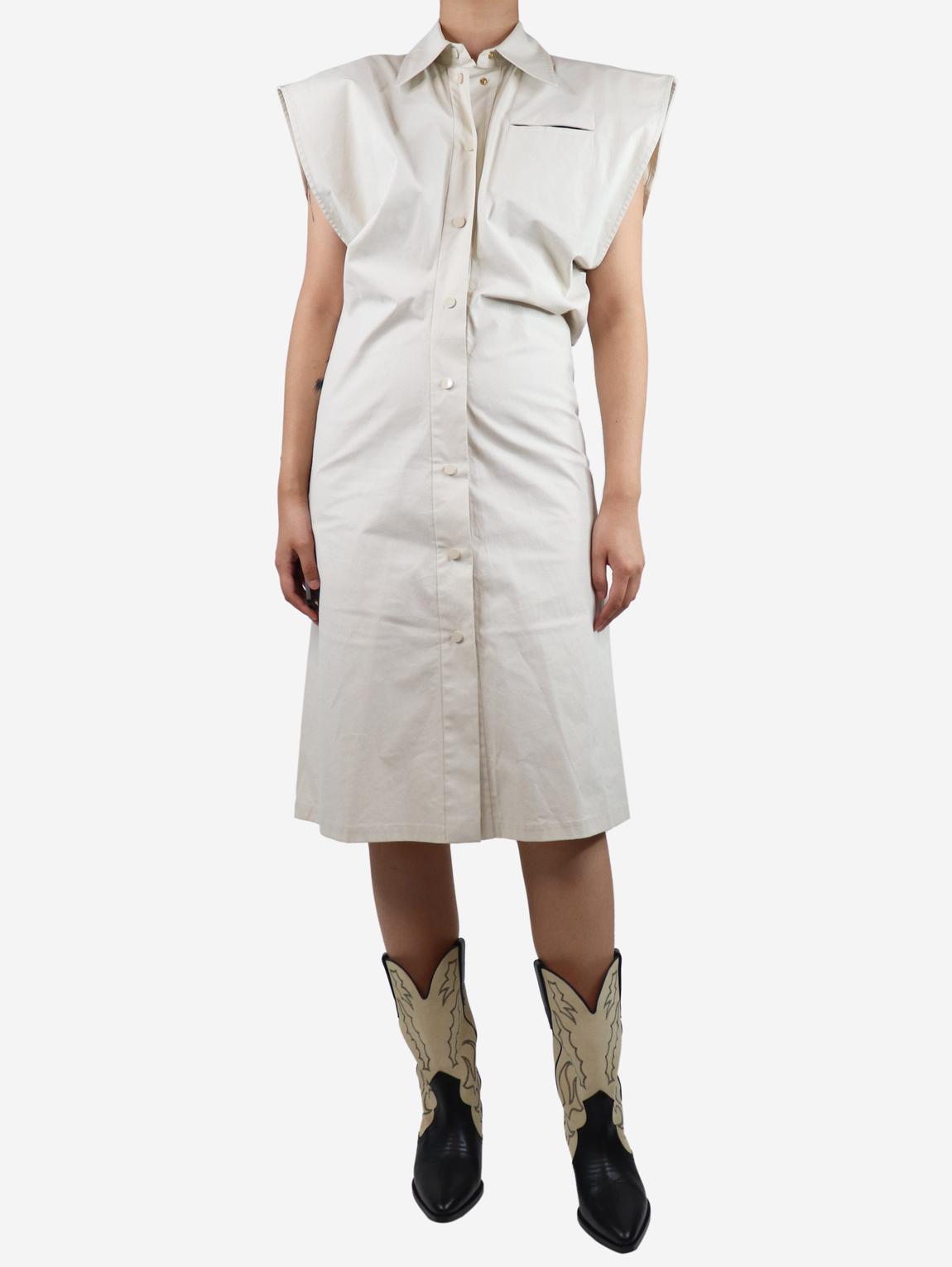 Ivory sleeveless knee-length shirt dress main product photo