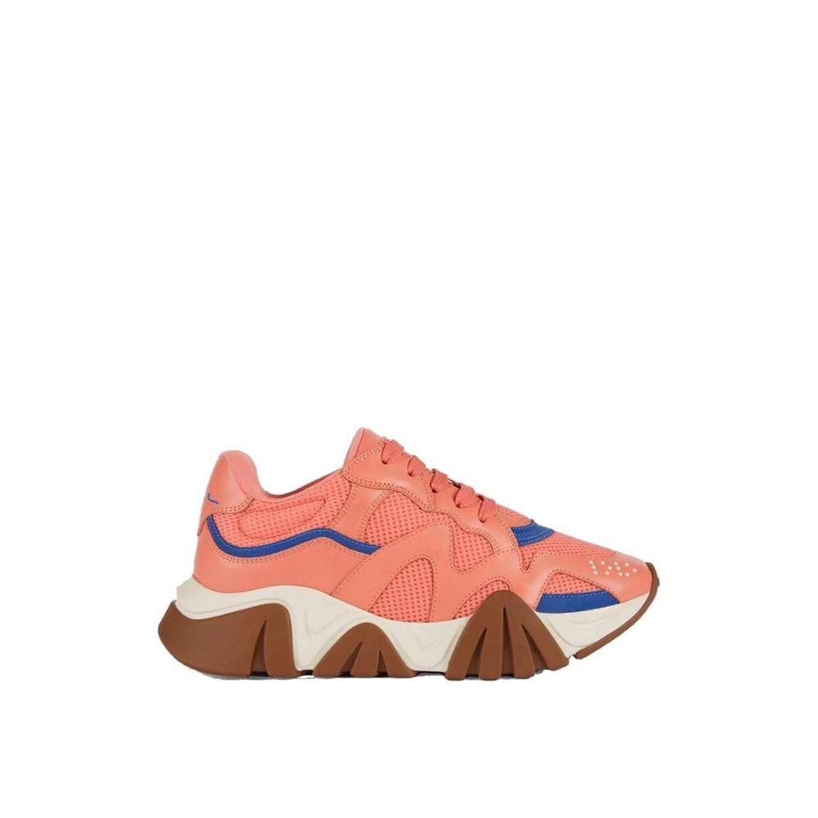 Squalo Leather Sneakers with Mesh and Reflective Panels Wo - Orange main product photo