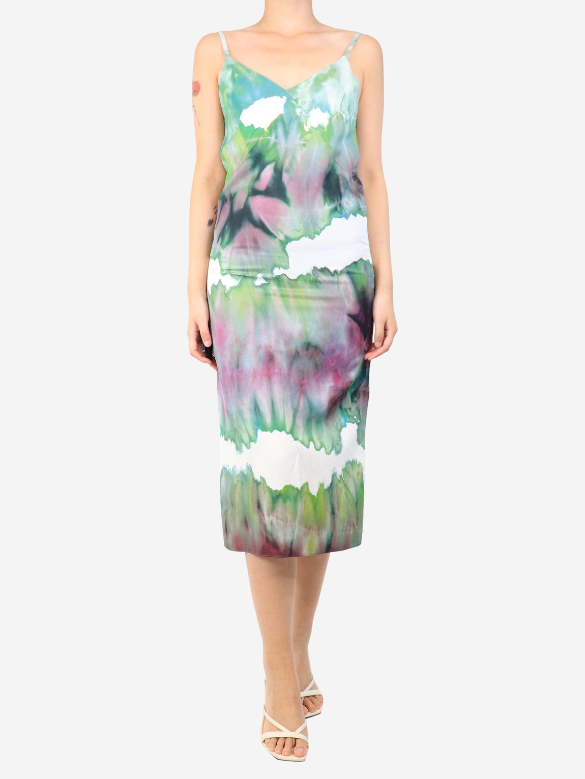 Green tie-dye slip dress main product photo