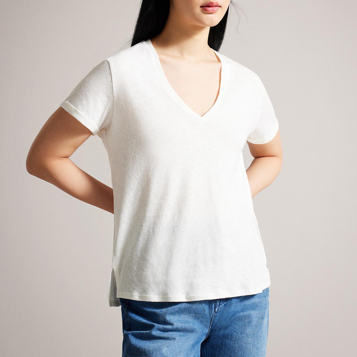 White Laliita Easy V-Neck T-Shirt main product photo