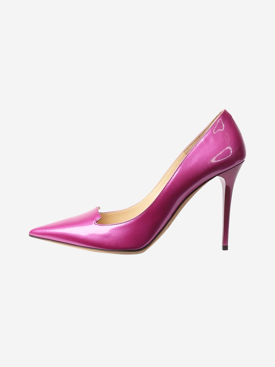 Fuchsia patent pointed-toe pumps main product photo