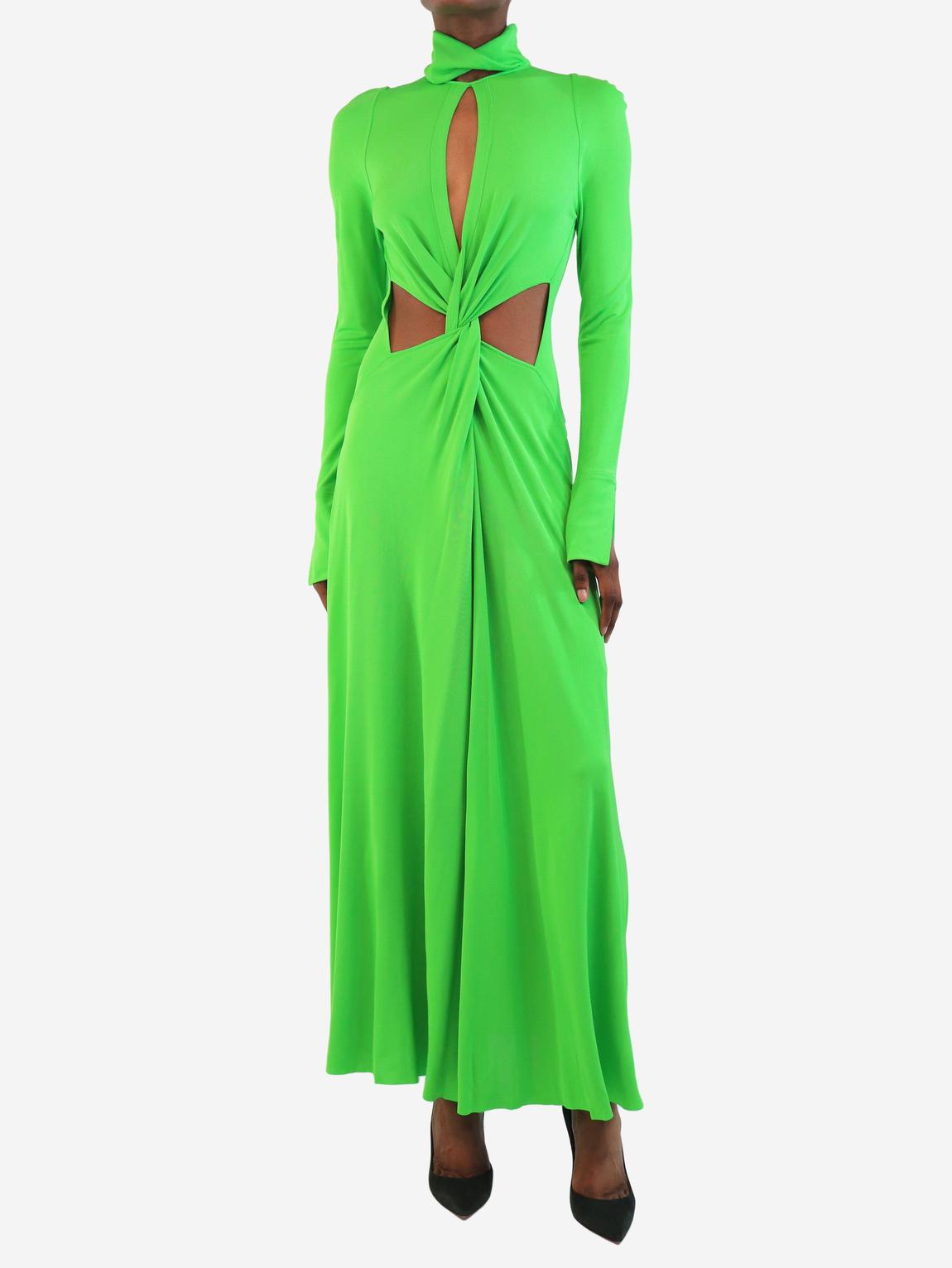Bright green twist-detail cutout maxi dress main product photo