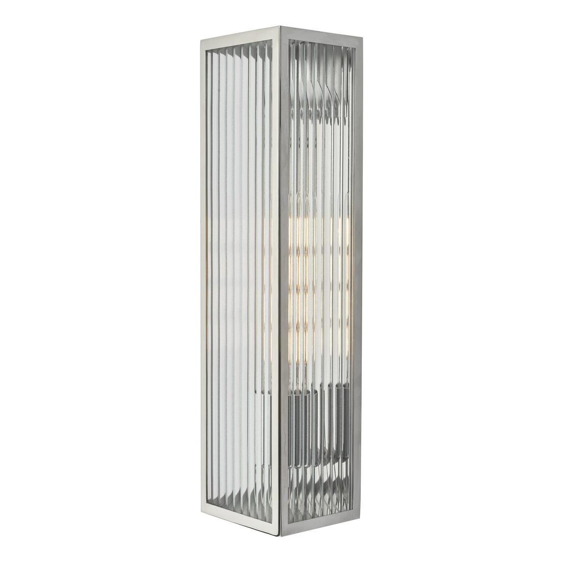 Keegan Large Bathroom Wall Light Polished Stainless Steel Glass IP44 main product photo