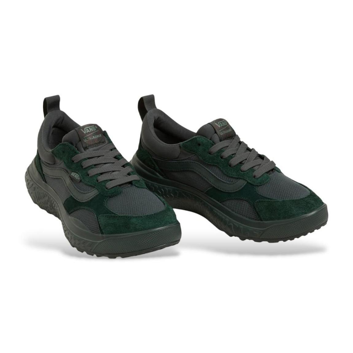 Leather Sneakers with Round Toe and Rubber Sole - Green main product photo