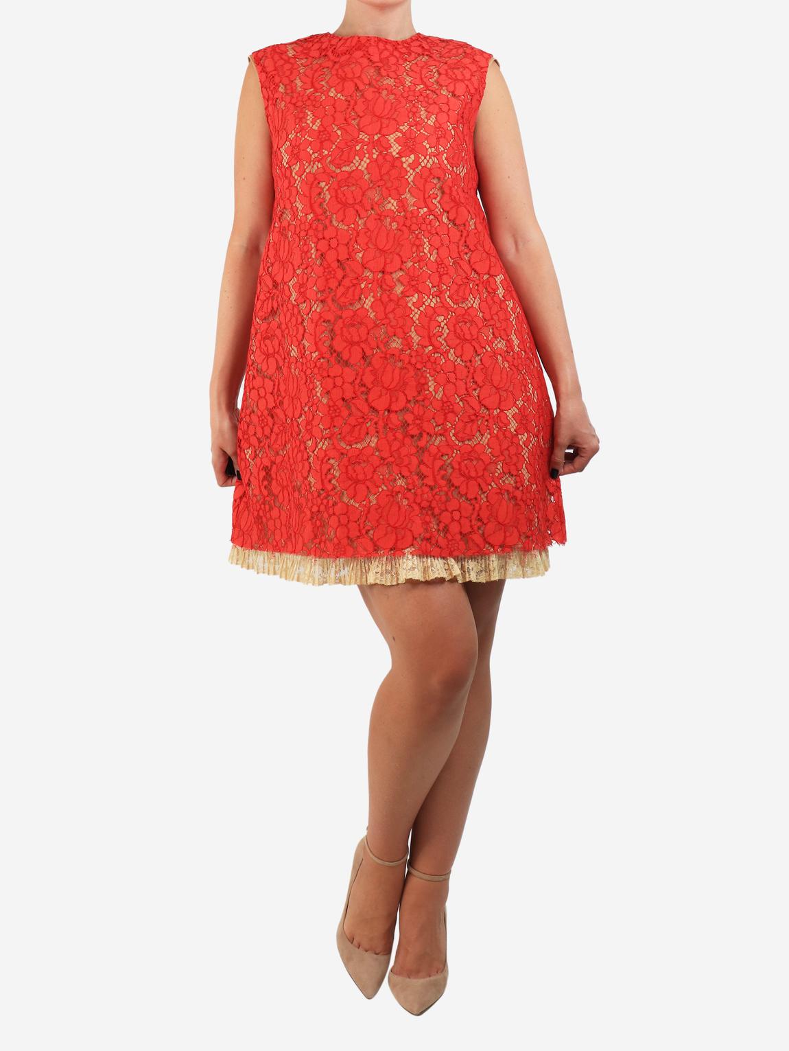 Red lace mini dress with slip main product photo