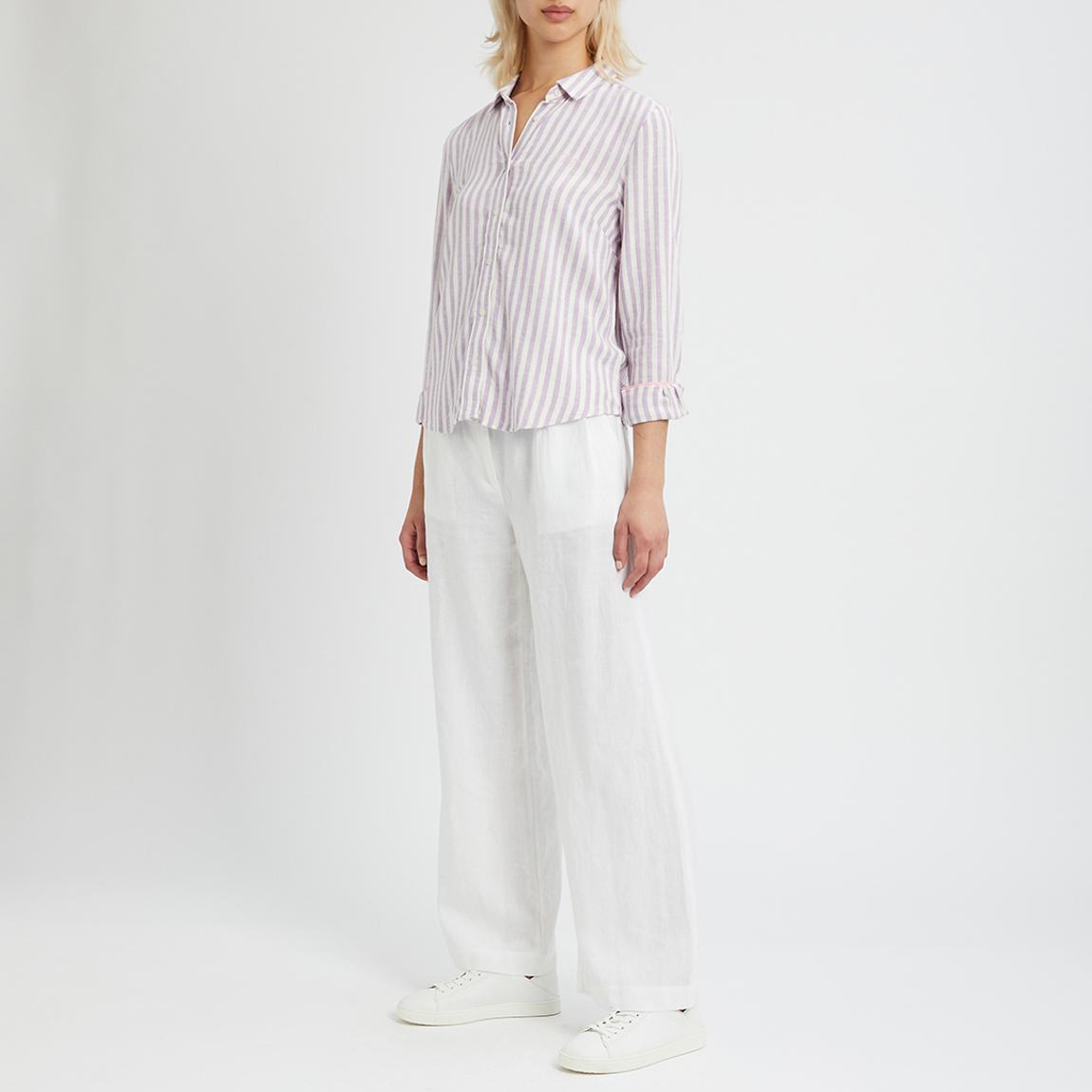 Lilac/Ivory Striped Linen Shirt main product photo