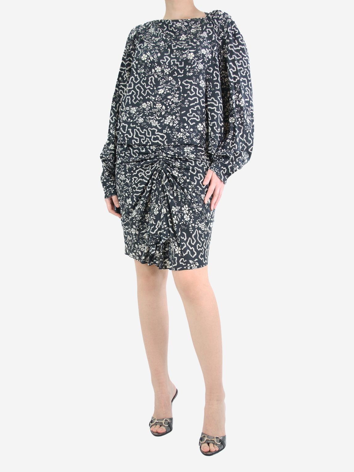 Black printed blouse and skirt set main product photo