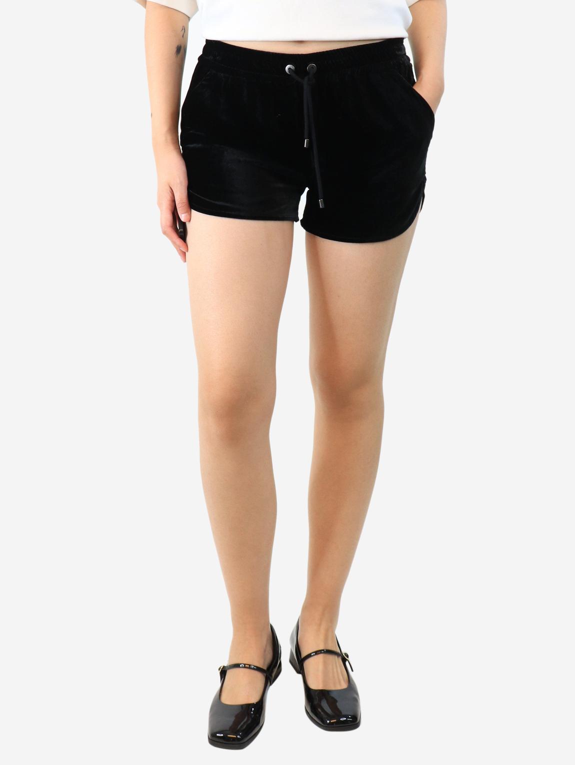 Black velvet mini shorts main product photo