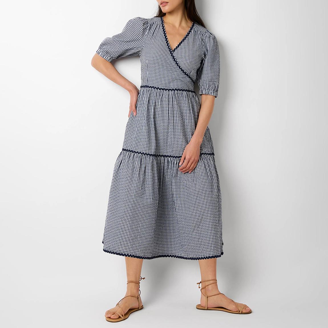 Navy/Ecru Check Gabriel Gingham Cotton Dress main product photo
