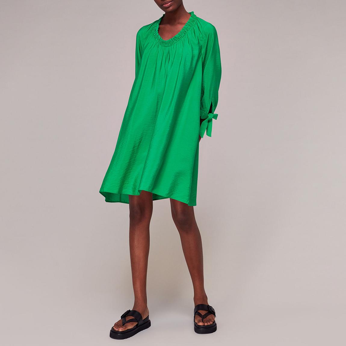 Green Lydia Gathered Trapeze Dress main product photo