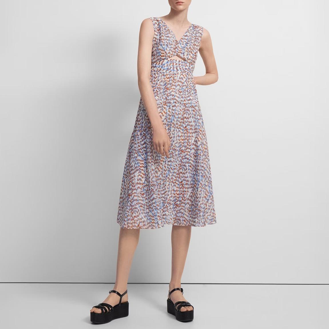 Blue Printed Cut-Out Midi Dress main product photo