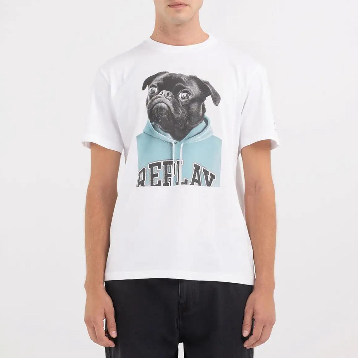 White Pug Logo Cotton T-Shirt main product photo