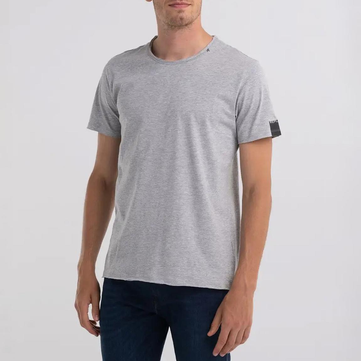 Grey Raw Cut Cotton T-Shirt main product photo