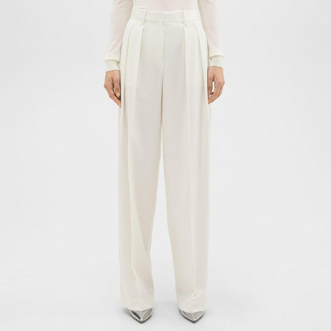 Ecru Pleated Wool Trousers main product photo