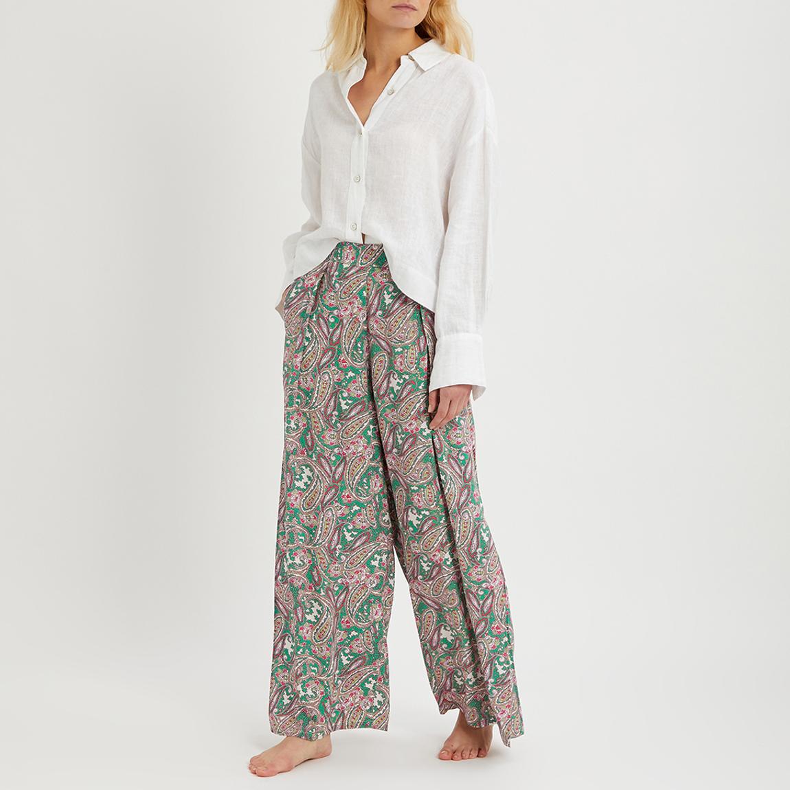 Emerald Paisley Long Side Split Trousers main product photo