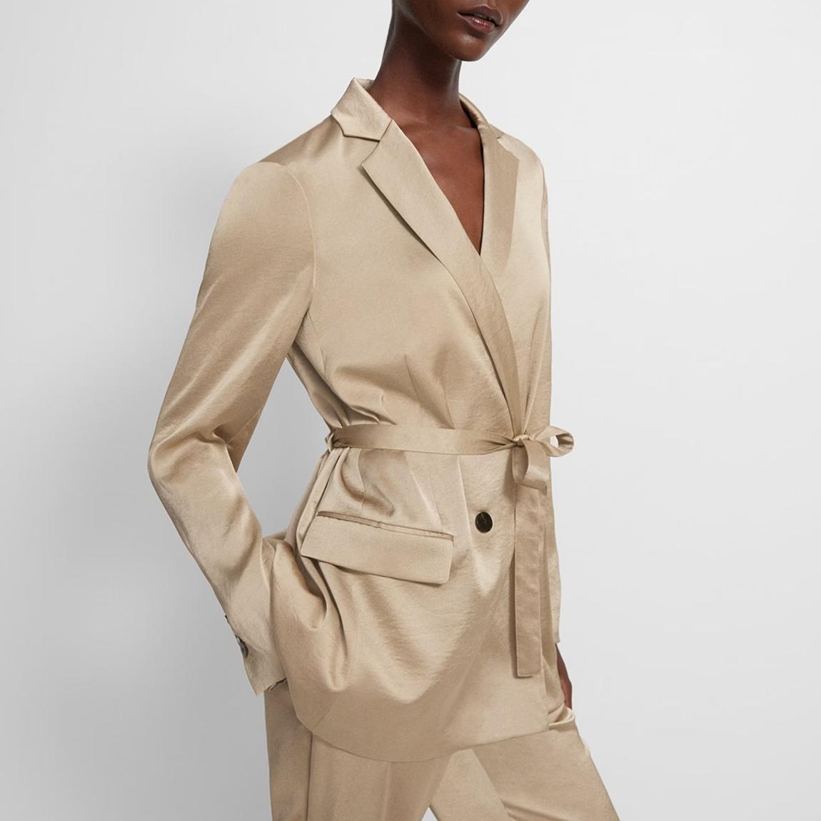 Champagne Double Breasted Belted Jacket main product photo