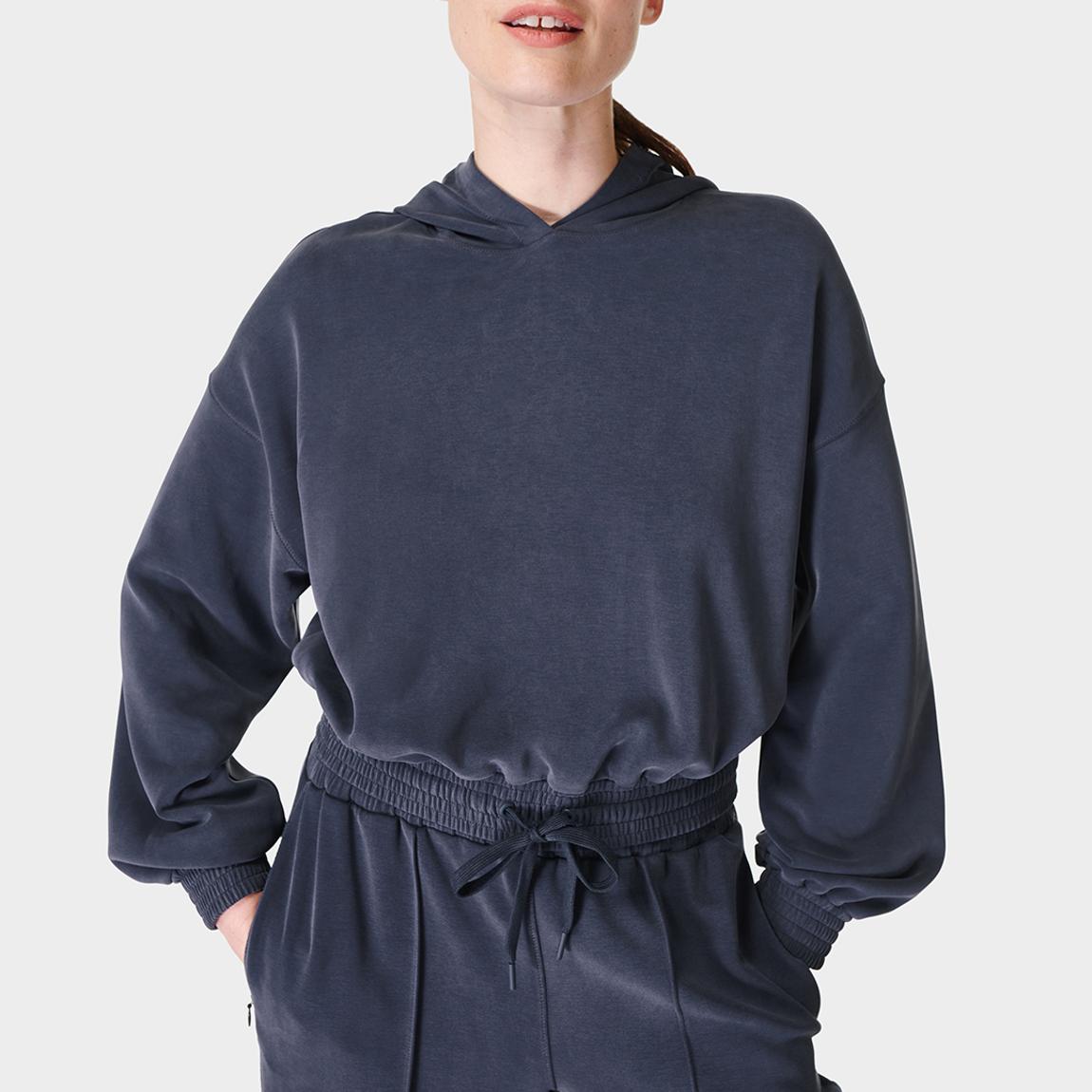 Navy Cloud Weight Crop Hoodie main product photo