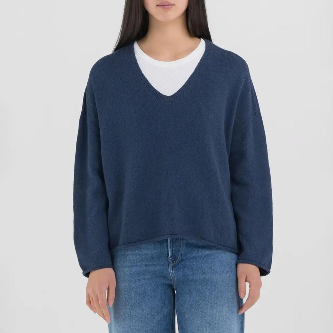 Navy V-Neck Cropped Jumper main product photo