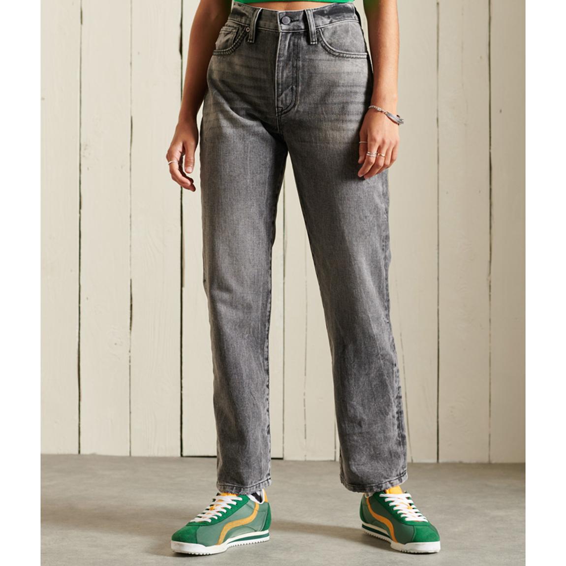 Grey High Rise Straight Cotton Jeans main product photo