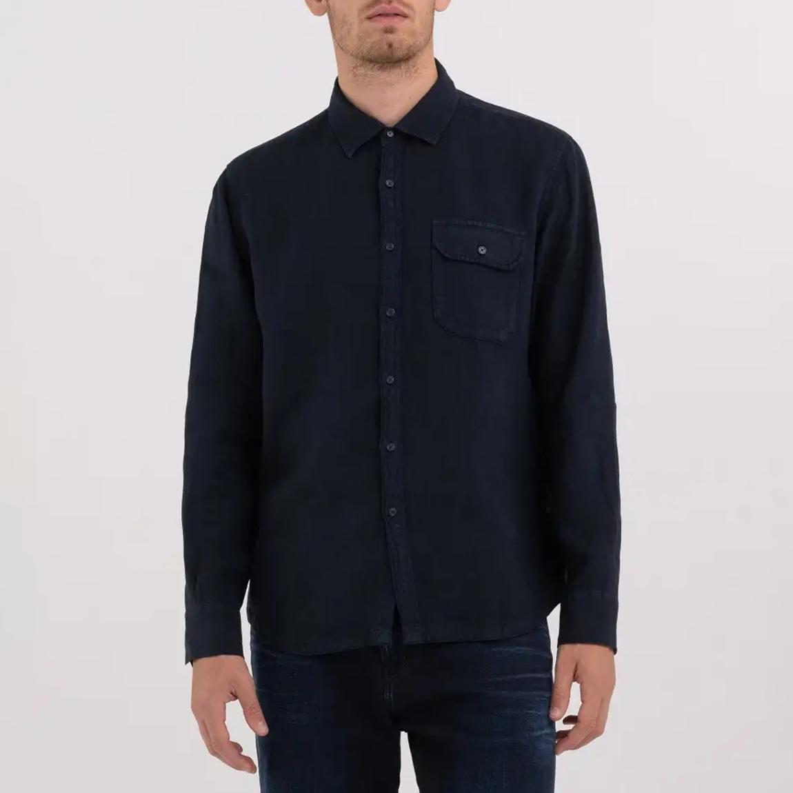 Navy Regular Fit Linen Shirt main product photo