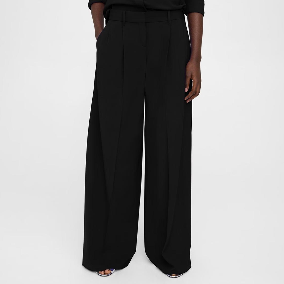 Black Pleated Wool Blend Trousers main product photo