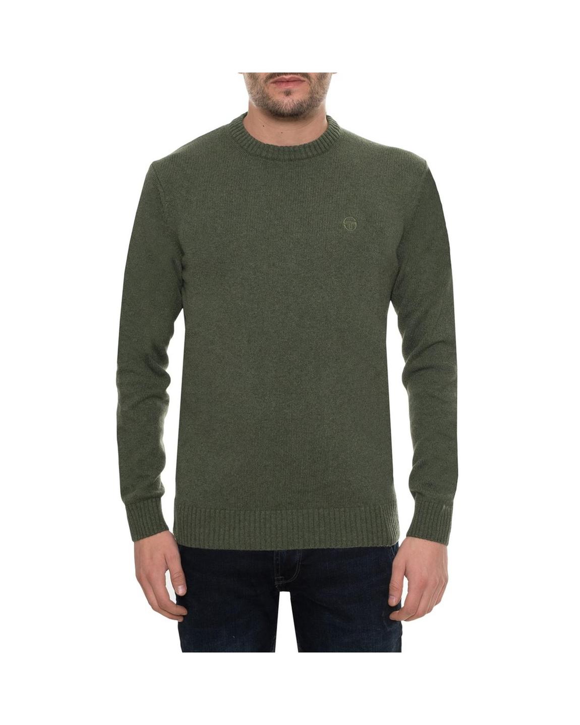 Wool Blend Ribbed Hem Sweater - Green main product photo