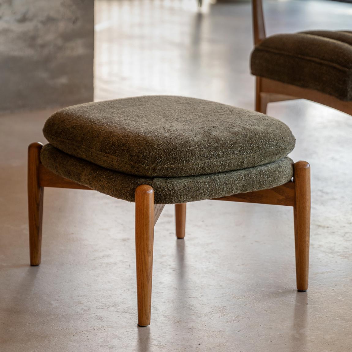 Phoebe Footstool Green Boucle main product photo