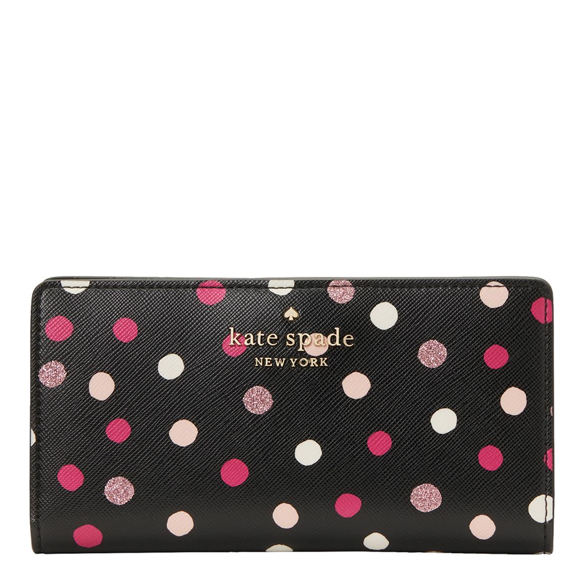 Black Staci Glimmer Dot Printed Large Slim Bifold Wallet main product photo
