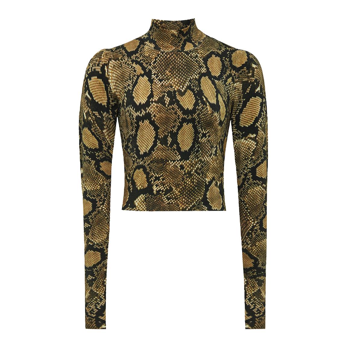 Green Farah Animal Print Cropped Top