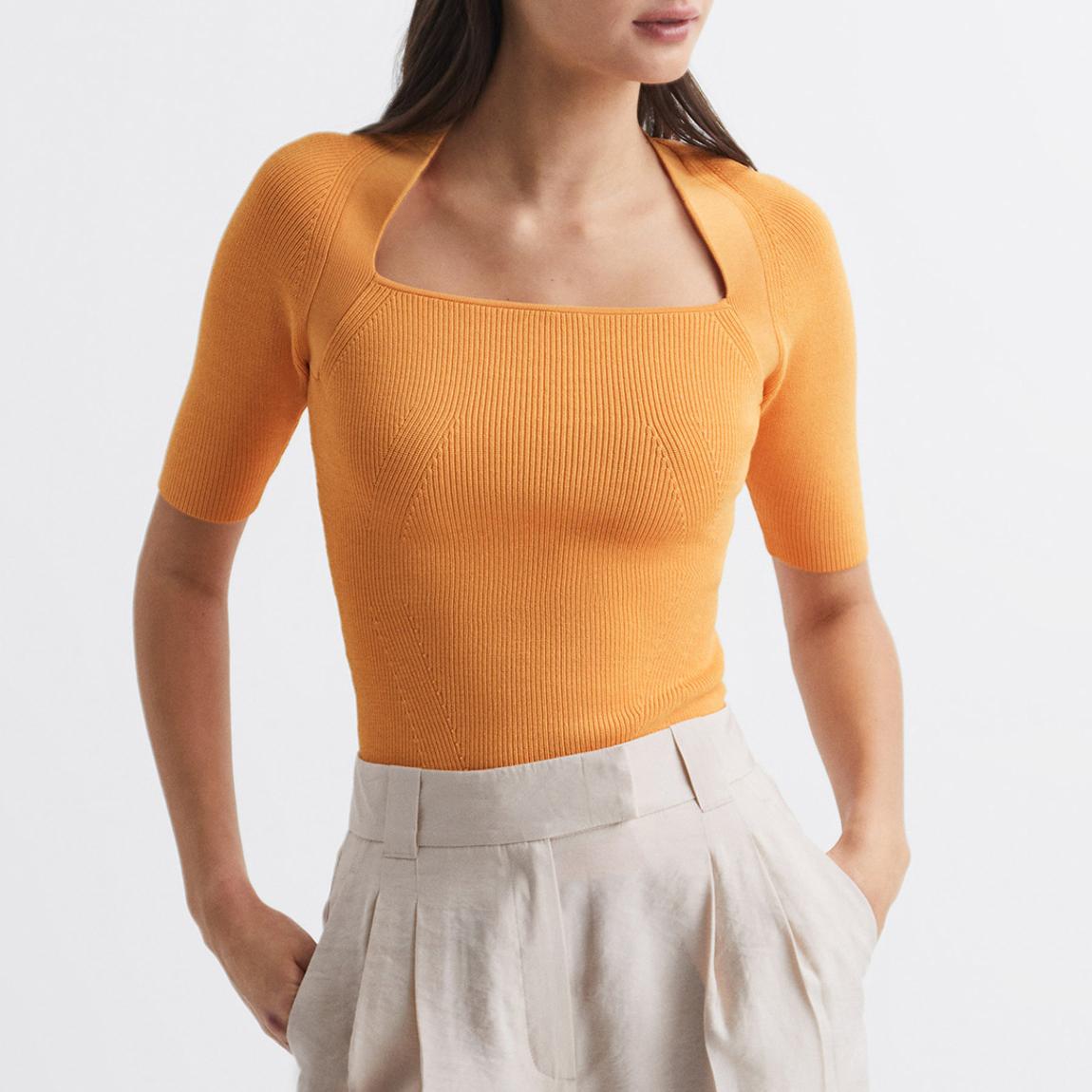 Orange Ribbed Tina Top main product photo