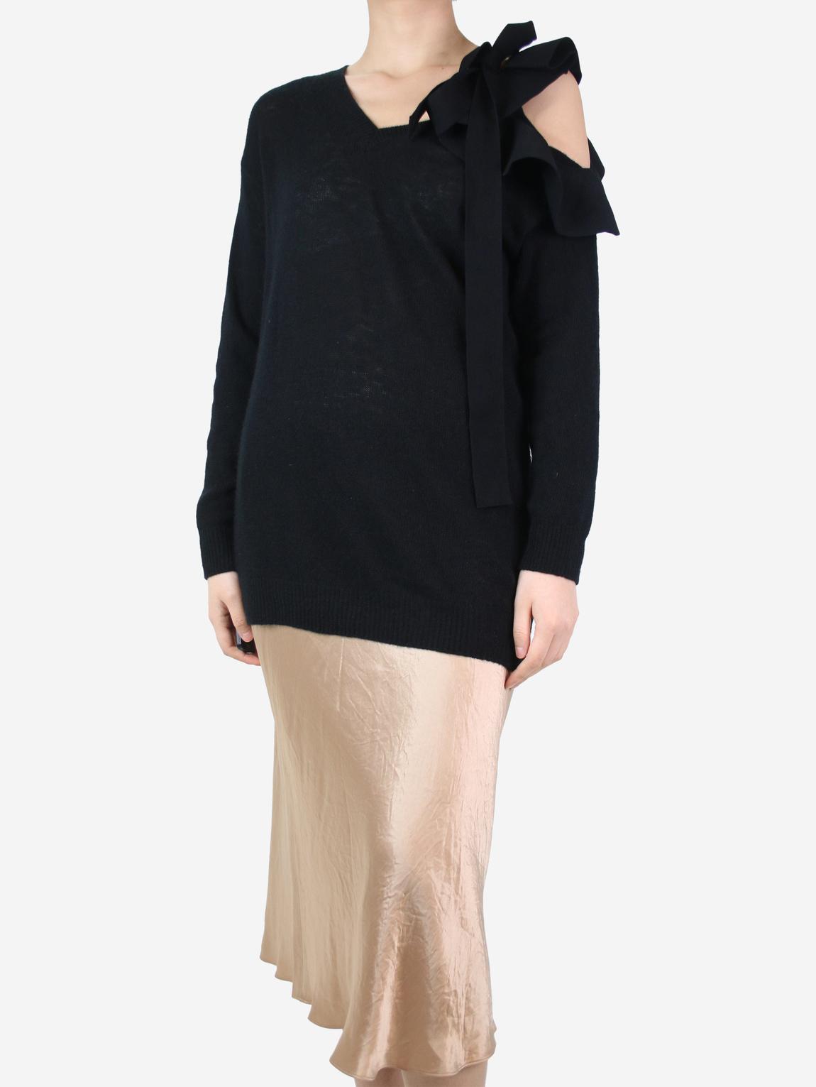 Black v-neck ruffled jumper main product photo