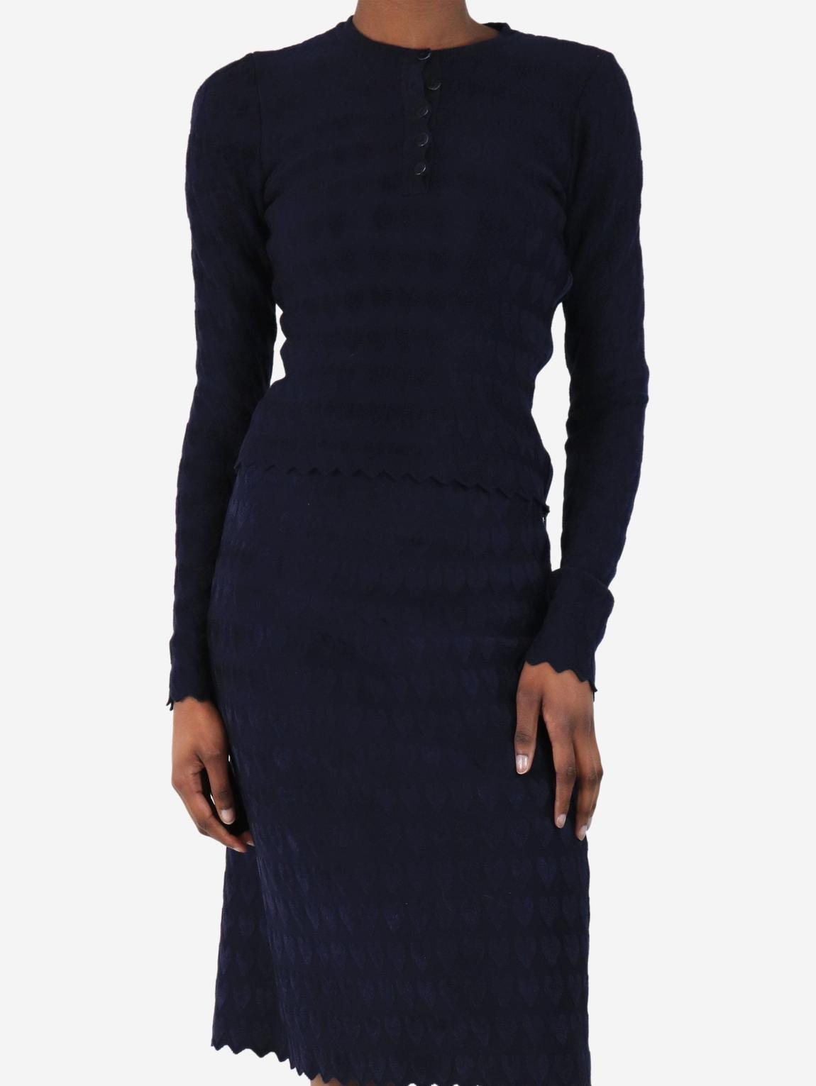 Navy blue heart jaquard top main product photo