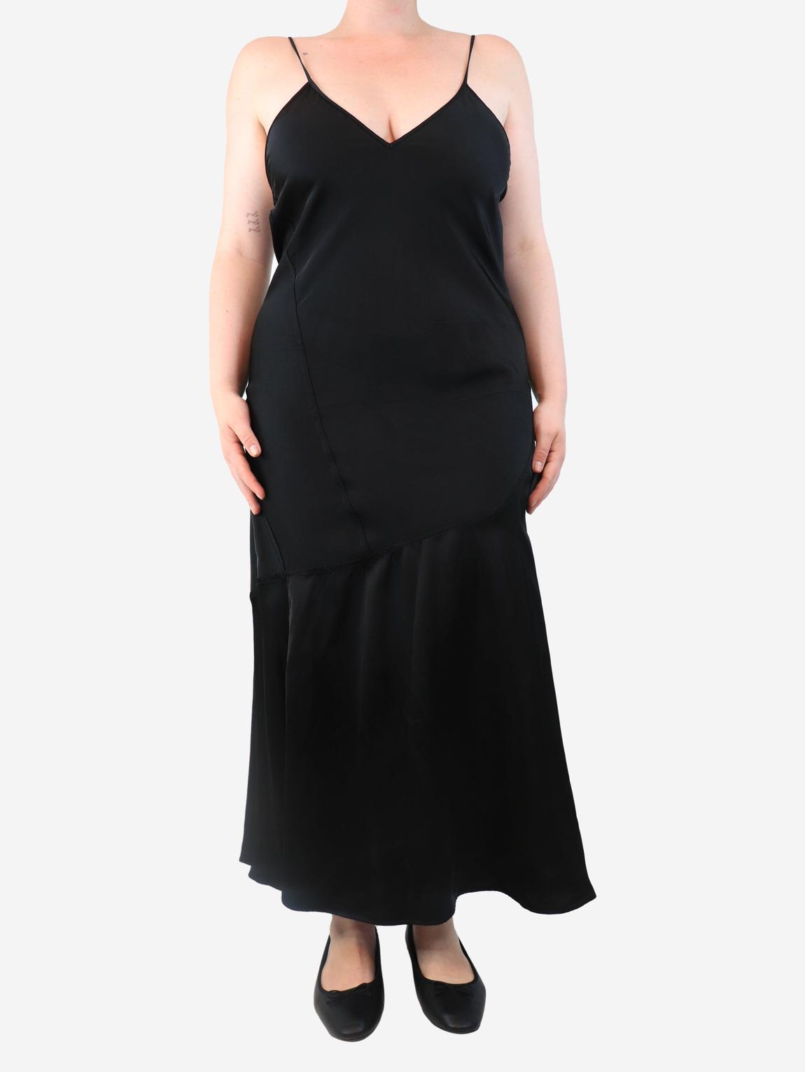 Black satin slip dress main product photo