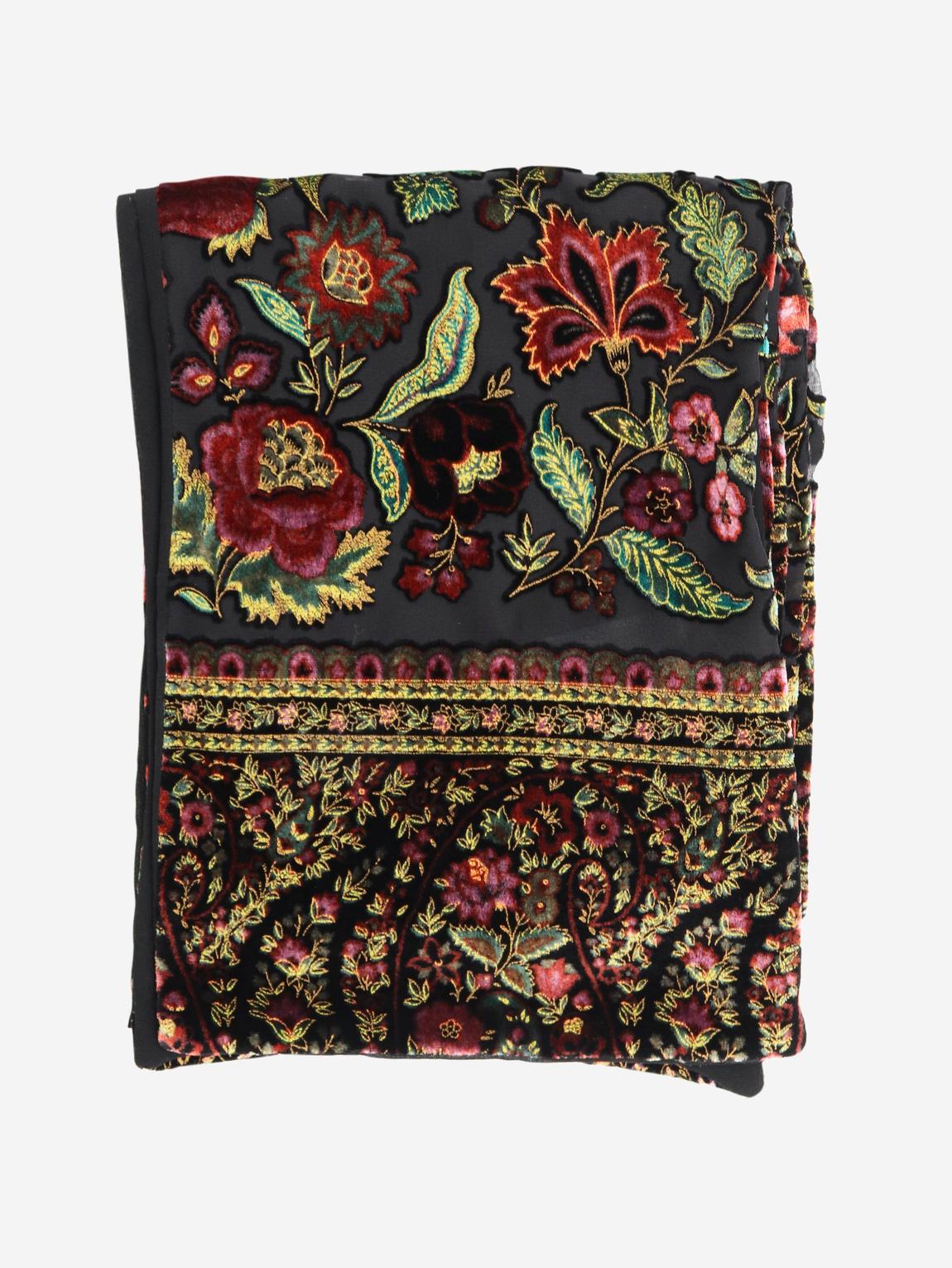 Black floral velvet scarf main product photo