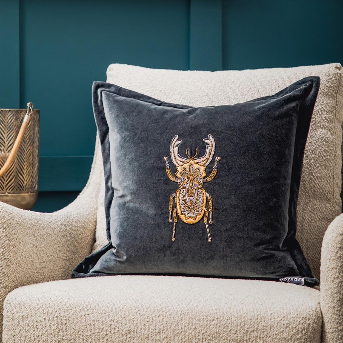 Bellatrix Embroidered 50 x 50cm Feather Cushion, SLATE main product photo