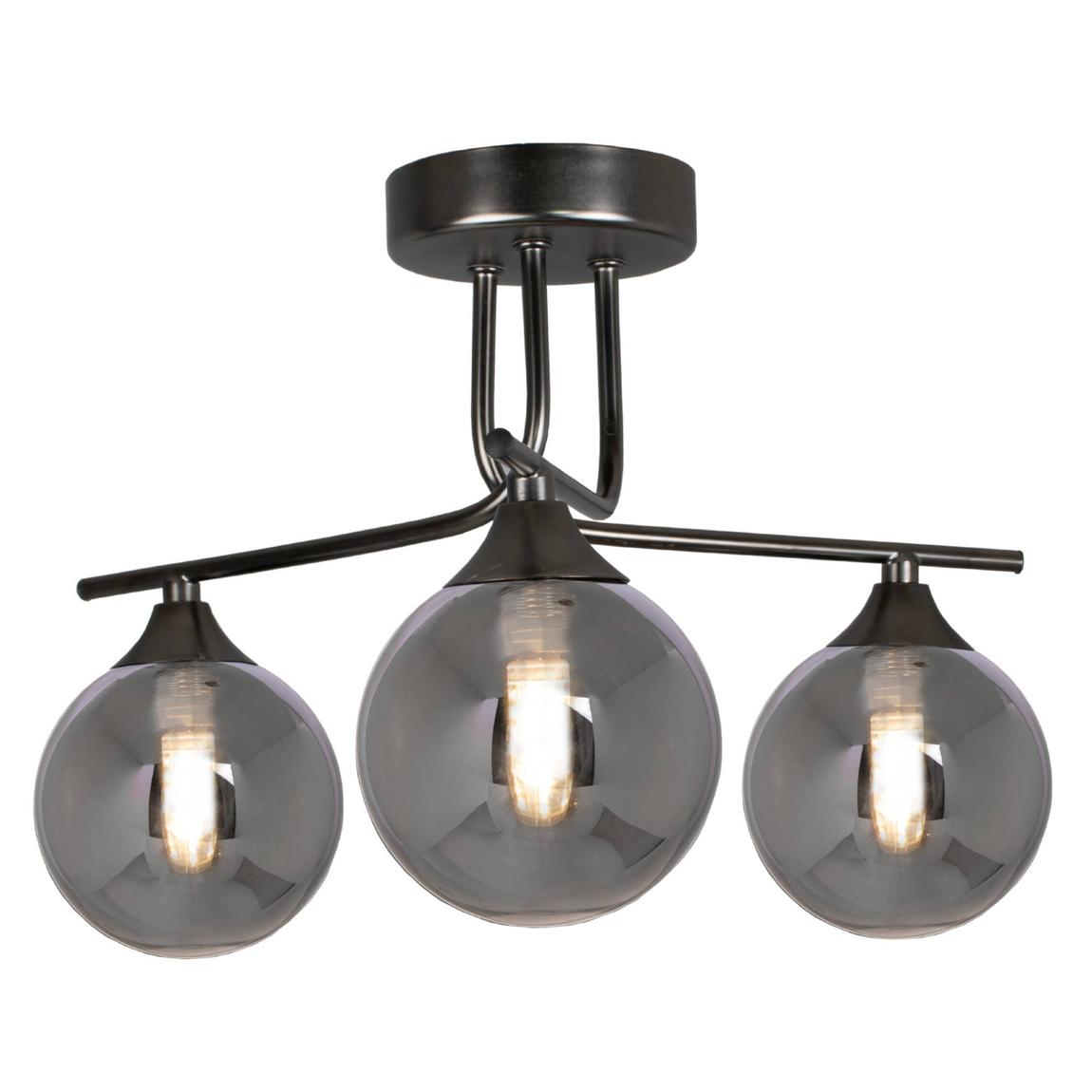 Carney Gun Metal Smoked 3 Light Semi Flush Ceiling Light main product photo