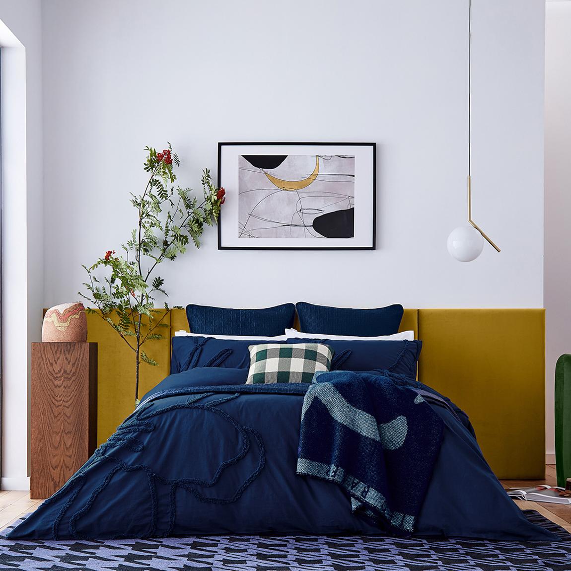 Magnolia Tufted Superking Duvet Cover, Navy main product photo