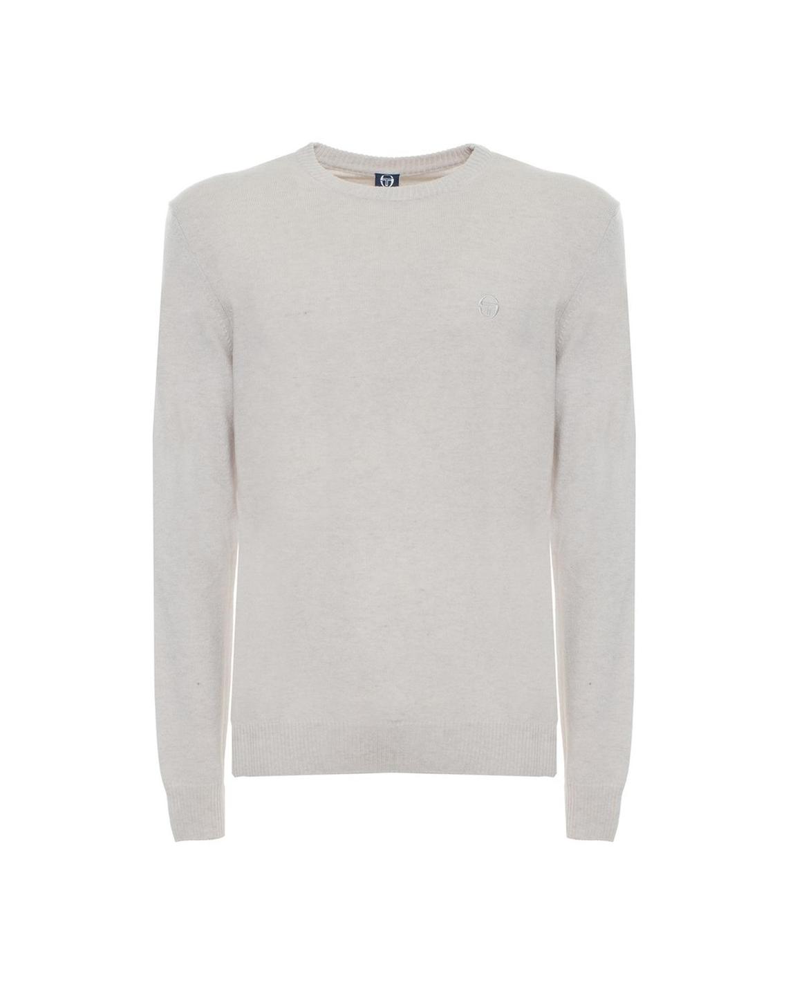 Wool Round Neck Sweater with Logo - White main product photo