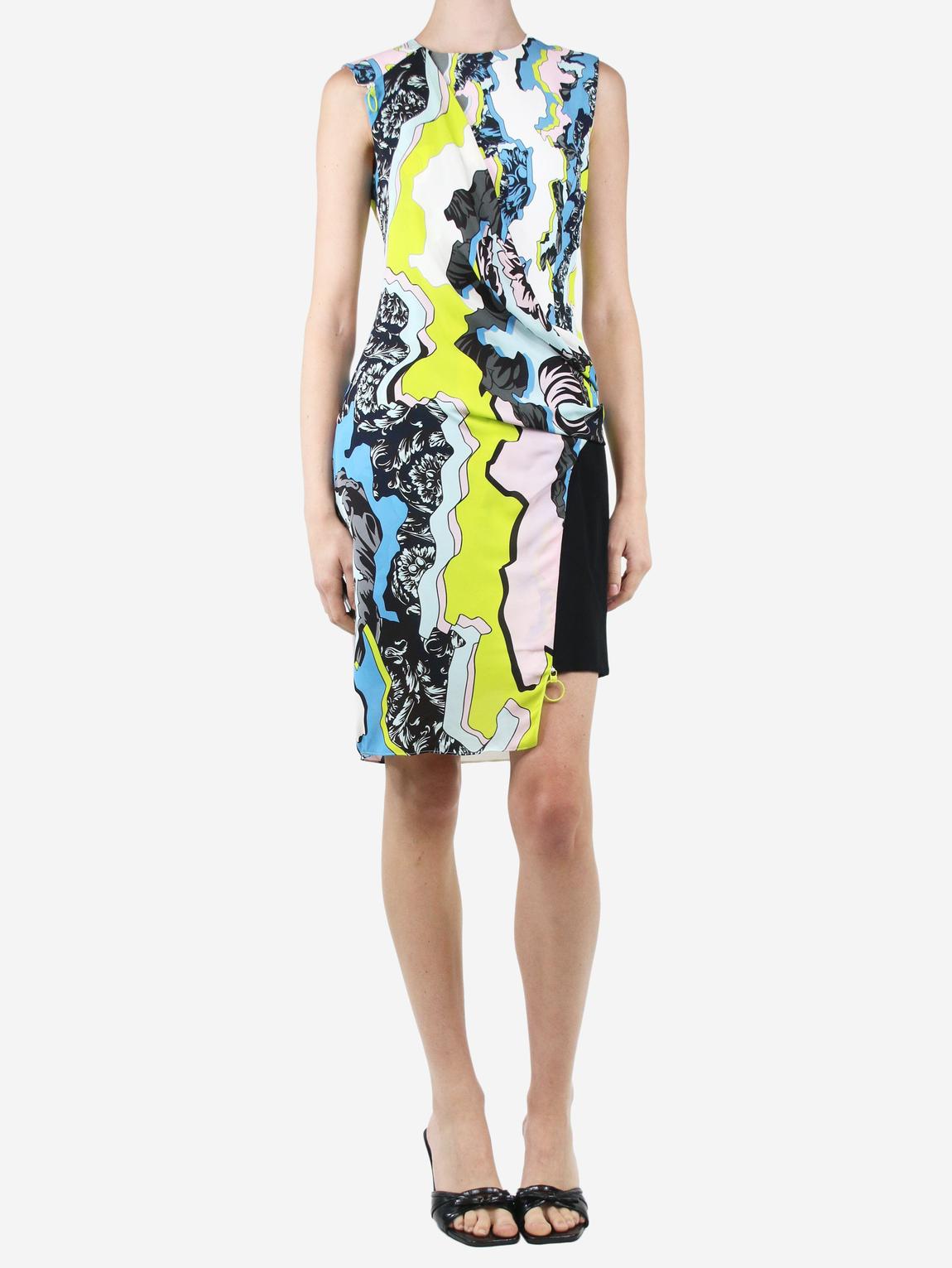 Multi sleeveless gathered mini dress main product photo