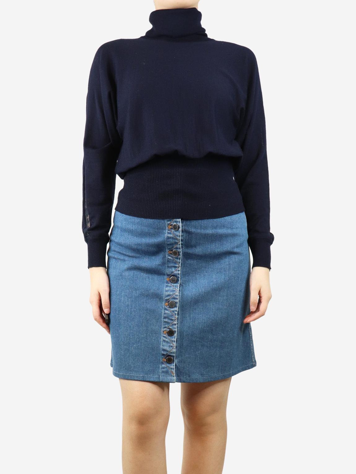 Navy blue roll-neck sweater main product photo