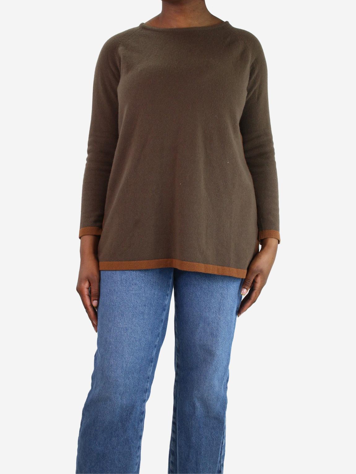 Brown button-trimmed crewneck jumper main product photo