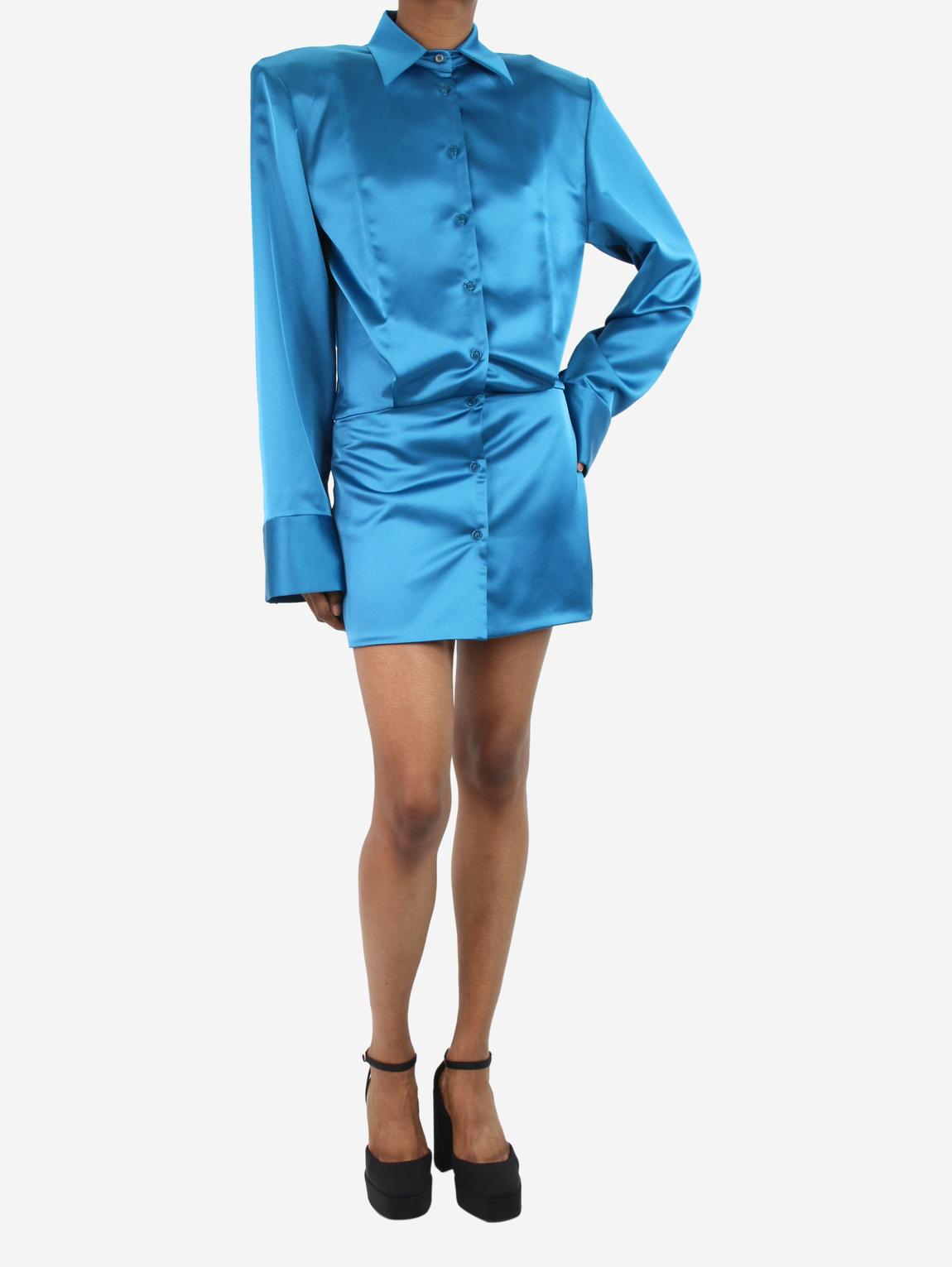 Blue poplin mini shirt dress main product photo