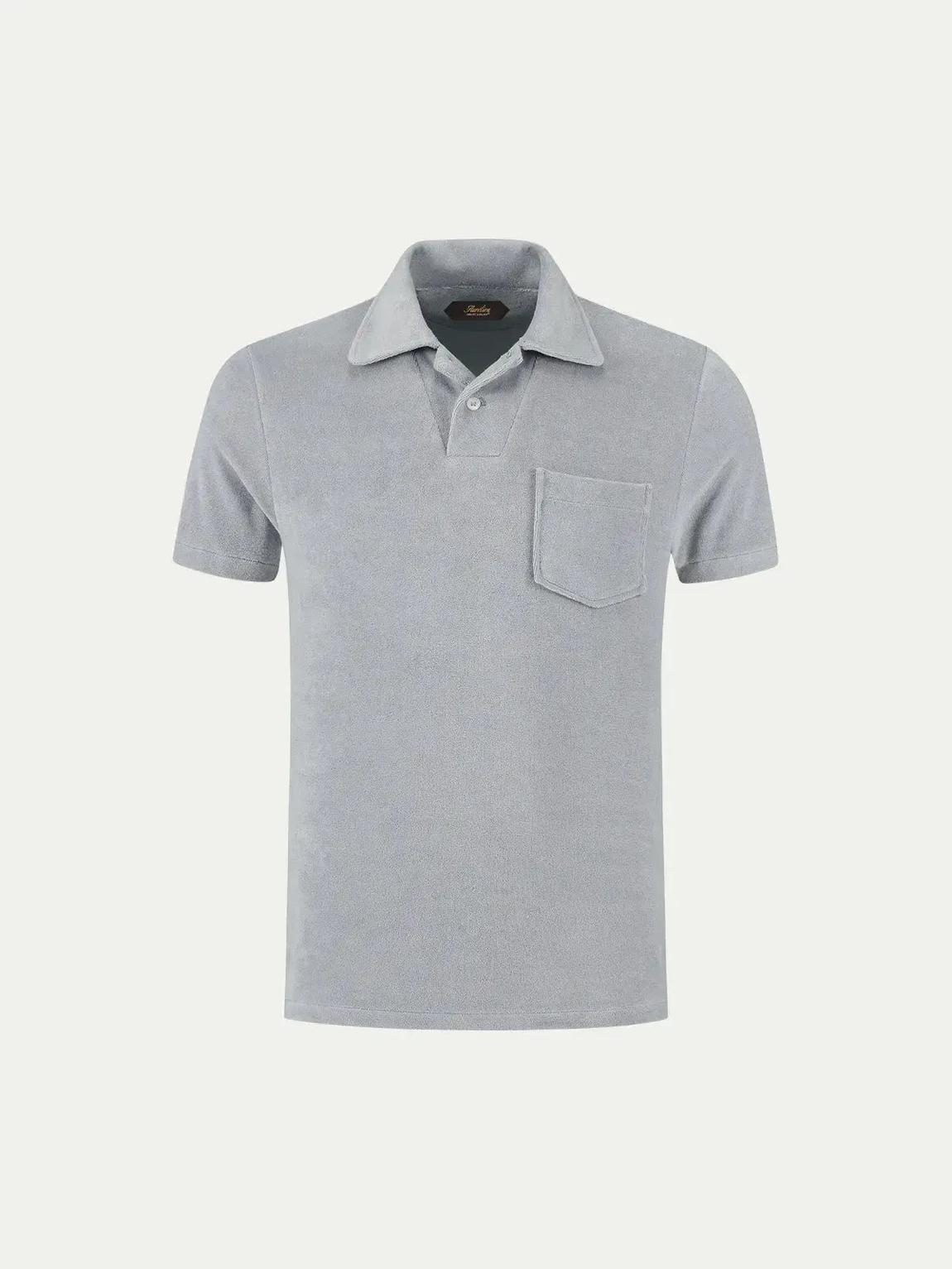 AURELIEN Light Grey Terry Polo Shirt for Effortless Style main product photo